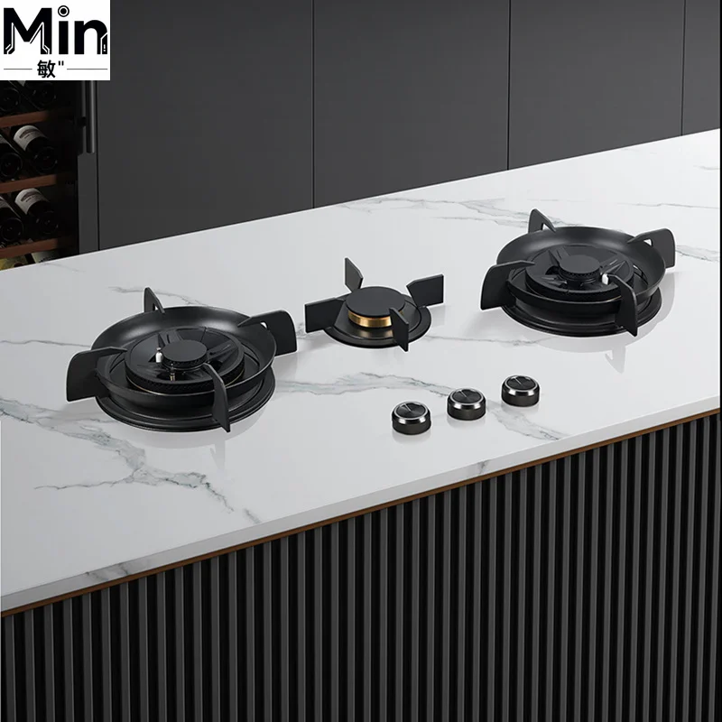 Premium Built-in 3-Burner Cooktop 5.2KW Copper Burner Flame Failure Protection Ready for Kitchen Customization