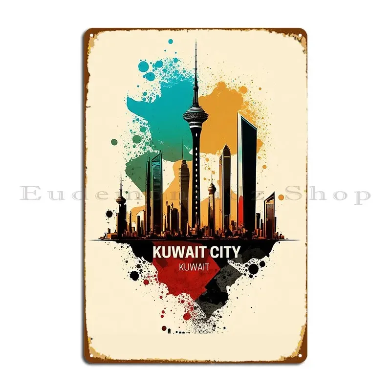 مدينة الكويت مناظر جولة من السماء وما بعدها لوحة معدنية ملصق طباعة جدار اللوحة جدار ديكور الطباعة جدار ديكور