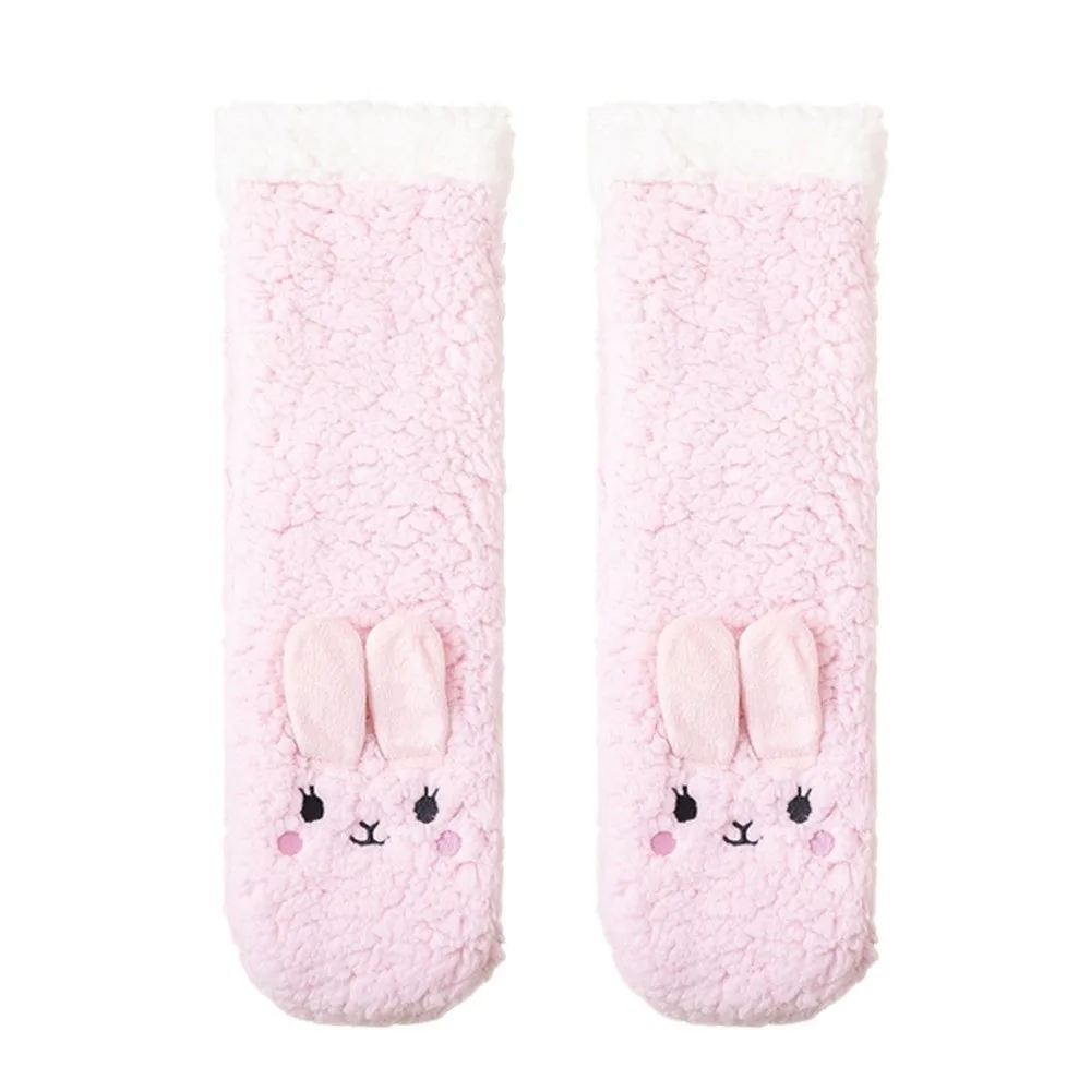 

1 пара креативных забавных пушистых носков из кораллового флиса, утолщенные 3D теплые носки с собачьими ушками, мягкие забавные носки с героями мультфильмов, зимние
