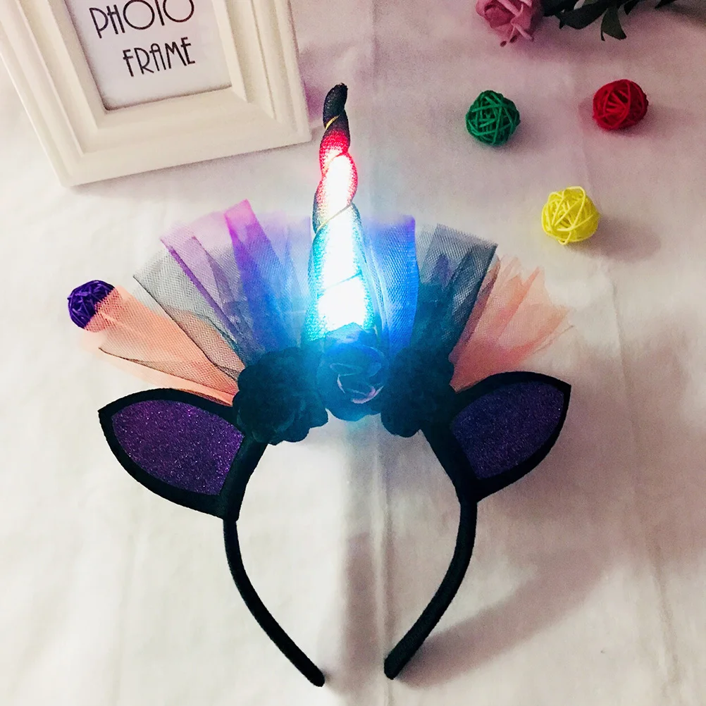 

Glow Unicorn Headb Lighted Hair Hoop Mesh Party Supplies Halloween Birthday Gift s Comfort Lightweight Premium