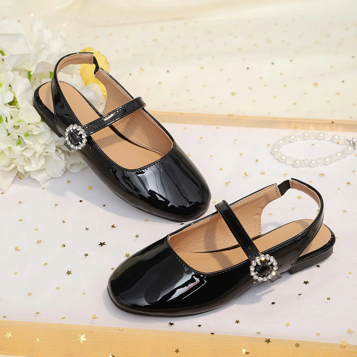 

Kids'Casual Shoes Sandals Solid Color PU Leather Fashion Summer Flat Shoes For Children Anti-slip Black Shoes Size 28-33