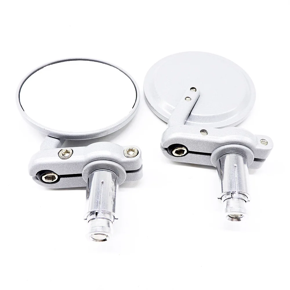 Mirrors Motorcycle Accessories 22mm Bar End Round Silver 7/8inch Handlebar Rearview Cafe Racer Moto Motorbike Street Bike Sports