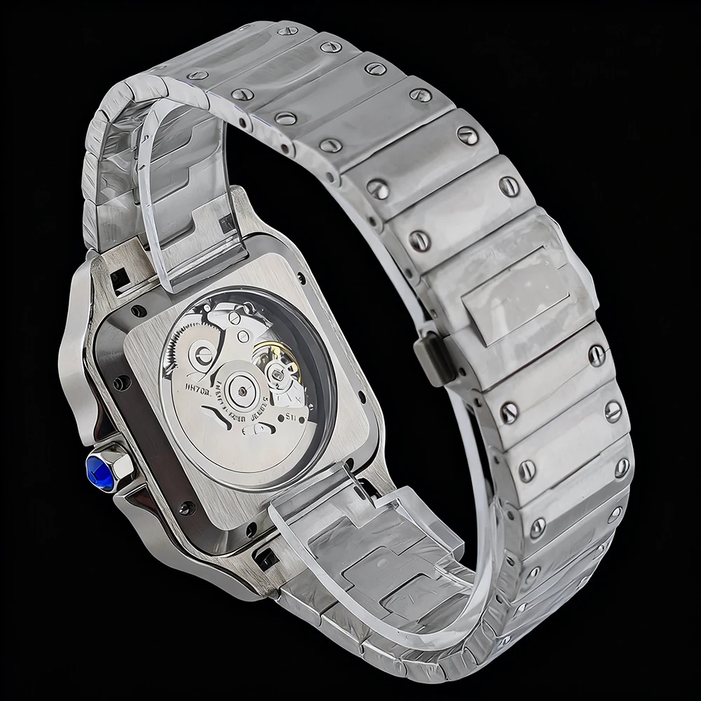 Nuovo orologio Santos NH70 Orologio in acciaio inossidabile da 38 mm Orologio da uomo con logo personalizzato adatto per orologio con movimento NH70