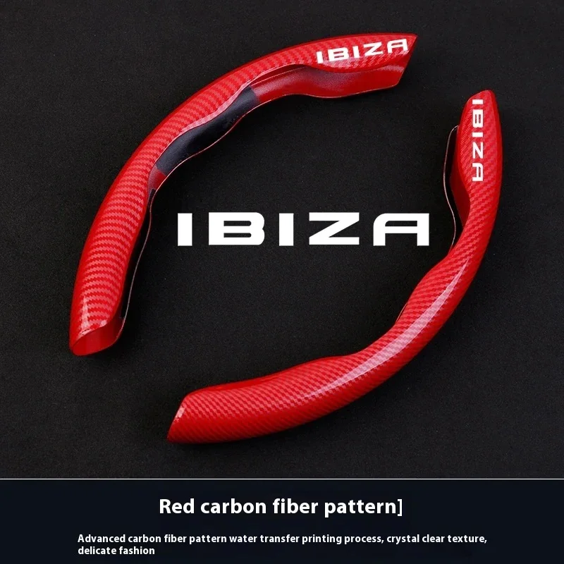 Car Carbon Fiber Texture Steering Wheel Cover For Seat IBIZA 6j 6l 6f Leon Ateca Auto interior Steering Wheel Cover Accessories