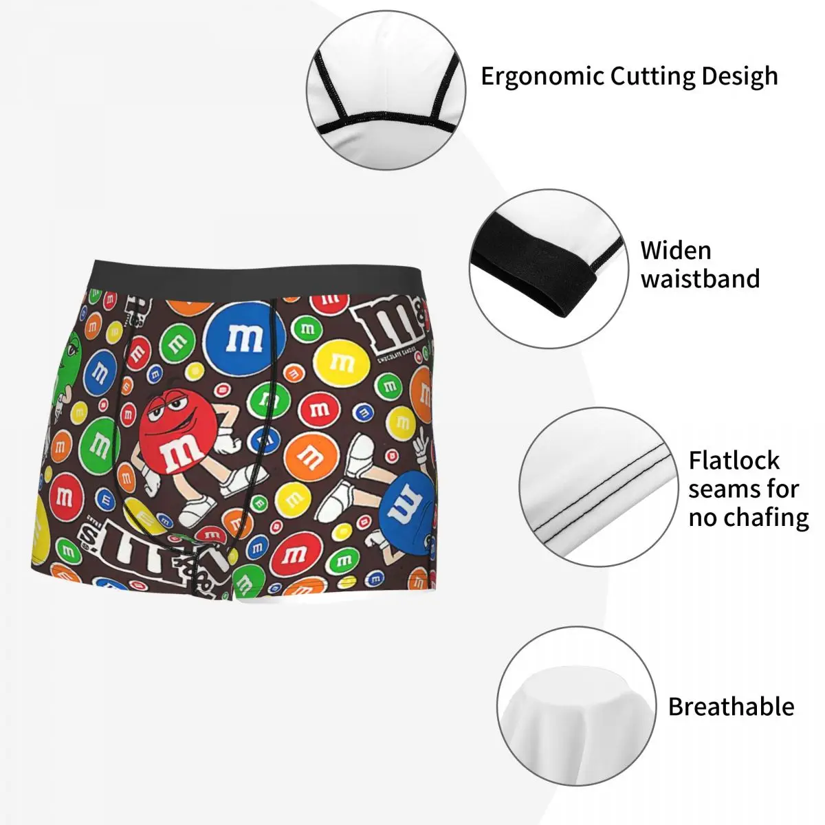 Custom Funny M&M\'s Chocolate Collage Underwear Men Stretch Boxer Briefs Shorts Panties Soft Underpants For Male