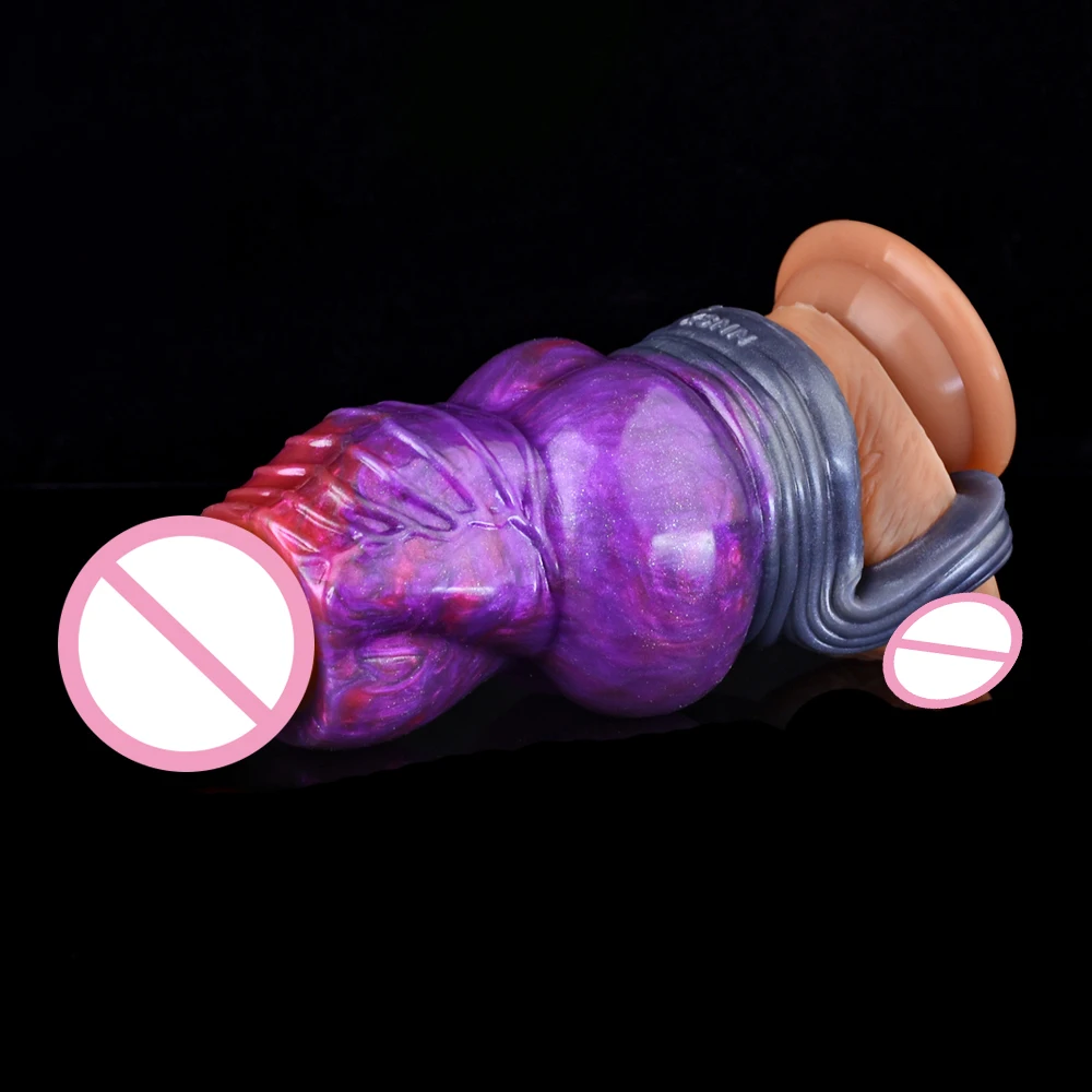 FAAK Dog Knot Penis Sleeve Large Silicone Fantasy Dragon Sheath Cock Enlargement & Extender Hollow Dildo Sex Toys For Men