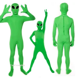 Kids Adult ET Alien Cosplay Costume Zentai Jumpsuits Green ET Alien Mascot Halloween Carnival Masquerade Bodysuit Suit