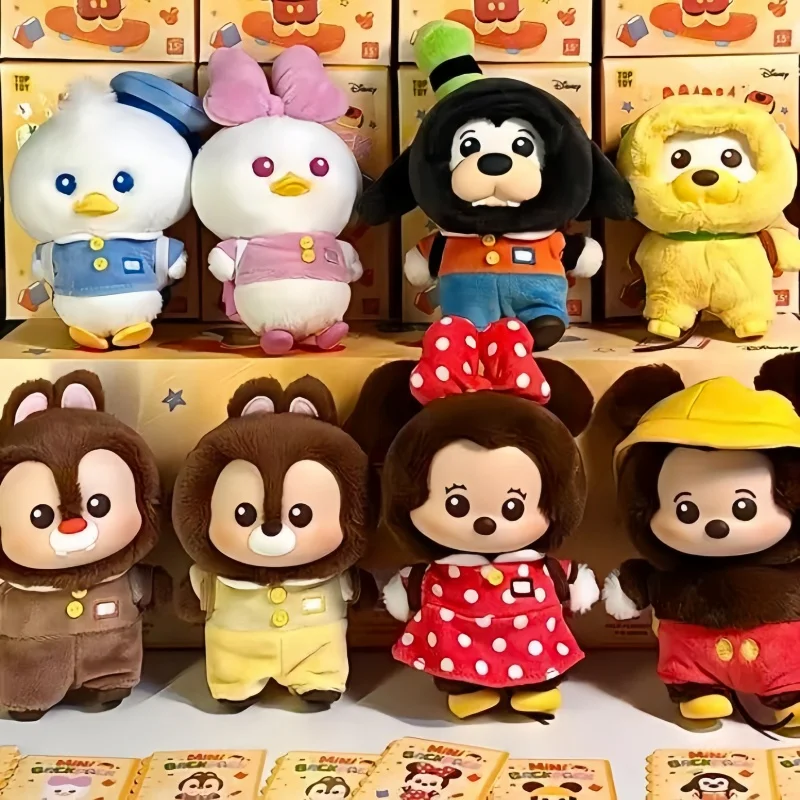 Nuevo y Original Toptoy Disney Mickey Family Mini Backpack Series Blind Box Llavero Minnie Pluto Goofy Figura de Anime Juguetes Kawaii Regalo
