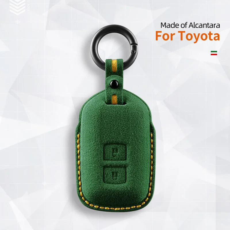 

For Toyota VIOS Yaris L Highlander Prado Corolla RAV 2 Buttons Alcantara Car Key Case Shell Keychain Accessories