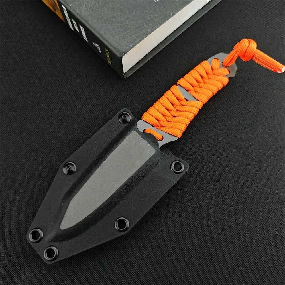 Full Tang Portable Fixed Blade Knife 8Cr13Mov Blade Nylon Rope Handle Fishing EDC Fruit Kitchen Knife with Sheath