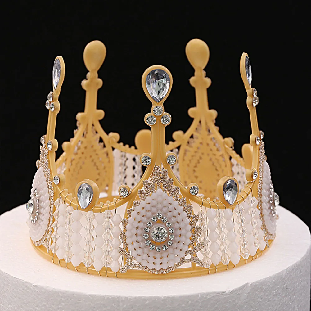 

Retro Cake Crown Tiara No Deformation Golden Accessories for Birthday Wedding Party Premium Material Durable Retro Design Queen