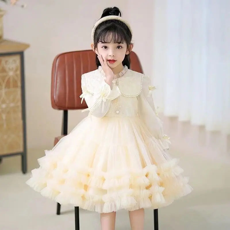 Birthday Dress for girls 3 to 8 years 2024 Autumn Popular Performance Costume Princess Tutu Clothes