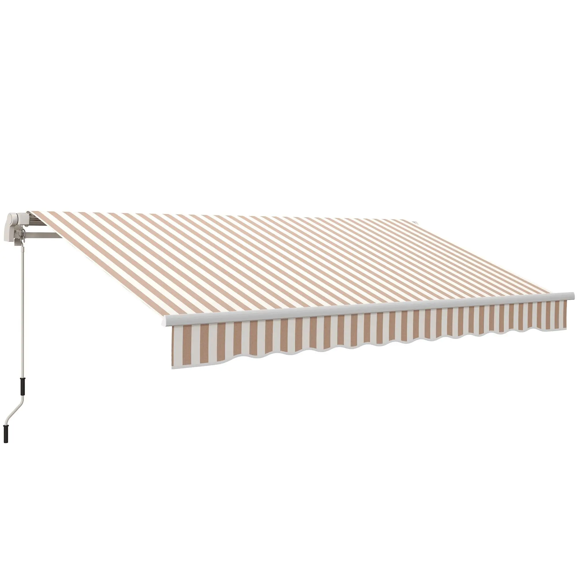 

For Outsunny Adjustable Oasis: 12'x10' Beige/White Manual Retractable Awning for Patio, Balcony & Yard