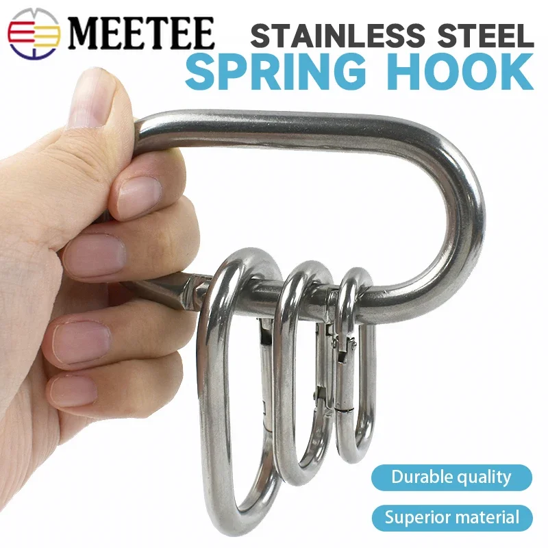 5/6/8/10mm 1-3Pcs 304 Stainless Steel Carabiner Buckle O Ring Clasp Knapsack Strap Waistband Spring Snap Hook Hardware Accessory