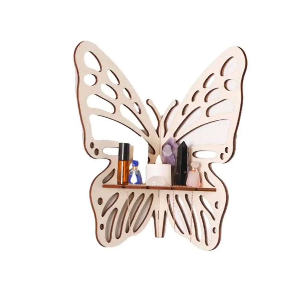 Wooden Corner Shelf Bohemian Butterfly Wall Corner Shelf Multi-purpose Decorative Display for Home Office or Space Collection