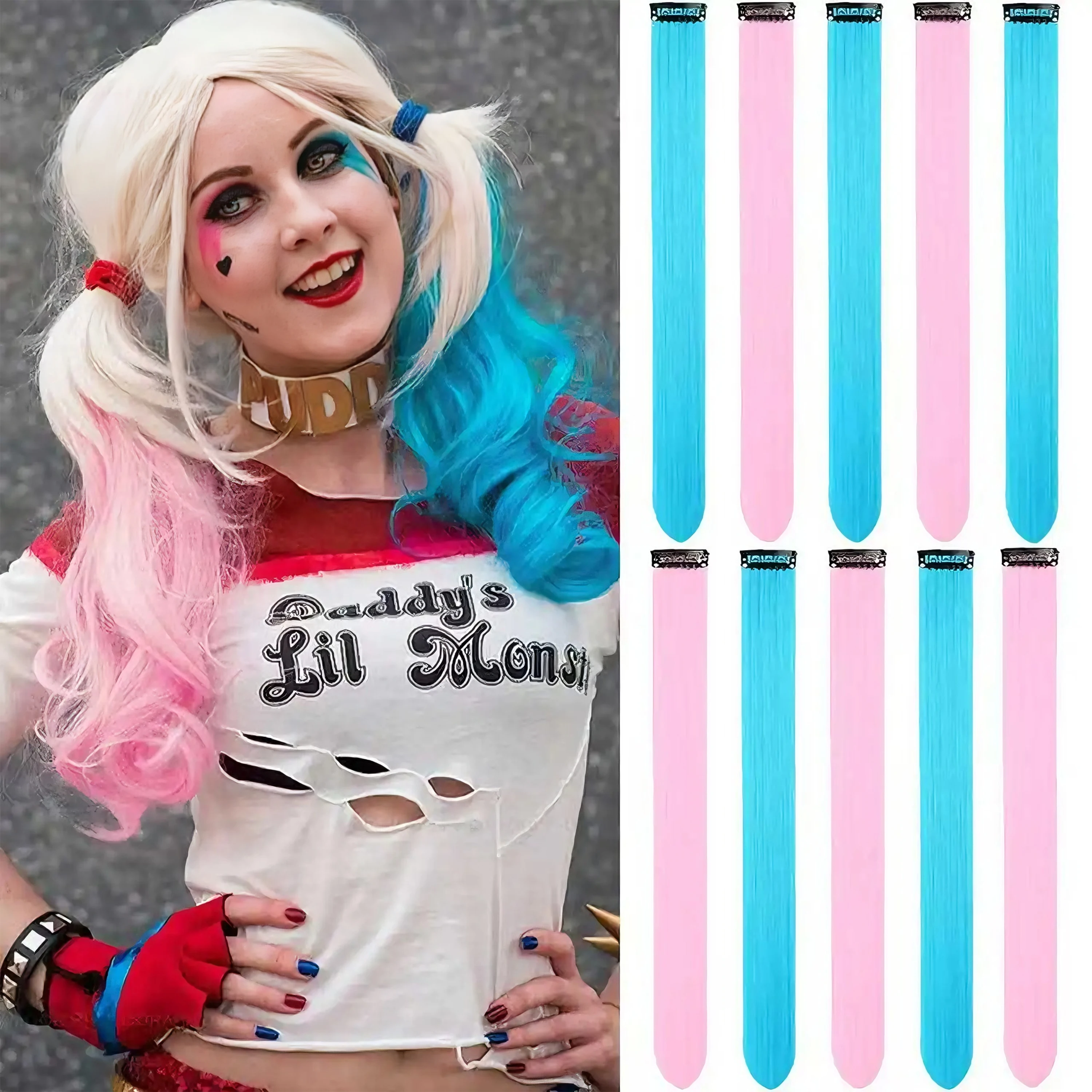 

18 Vibrant Colors Synthetic Clip In Wigs | Glueless Wigs For Cosplay Anime Lolita Harajuku & Daily Fashion