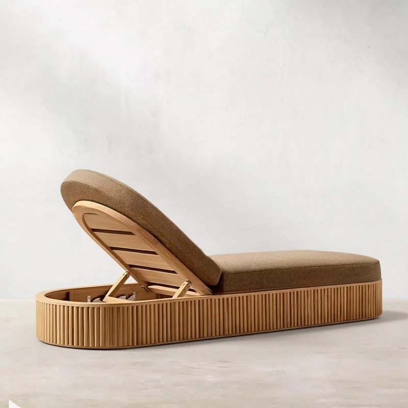 Kursi Santai Kayu Jati Solid untuk Luar Ruangan, Model Hobo, Tahan Lama, Mewah, Anti Air dan UV, Cocok untuk Villa, Hotel, dan Tepi Kolam Renang