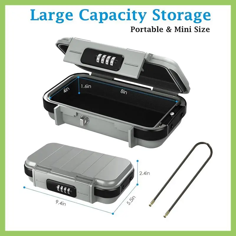 

Portable Safe Box For Travel With Combination Lock For Dorm,Travel,Beach,Hotel Combination Safe Box Grey