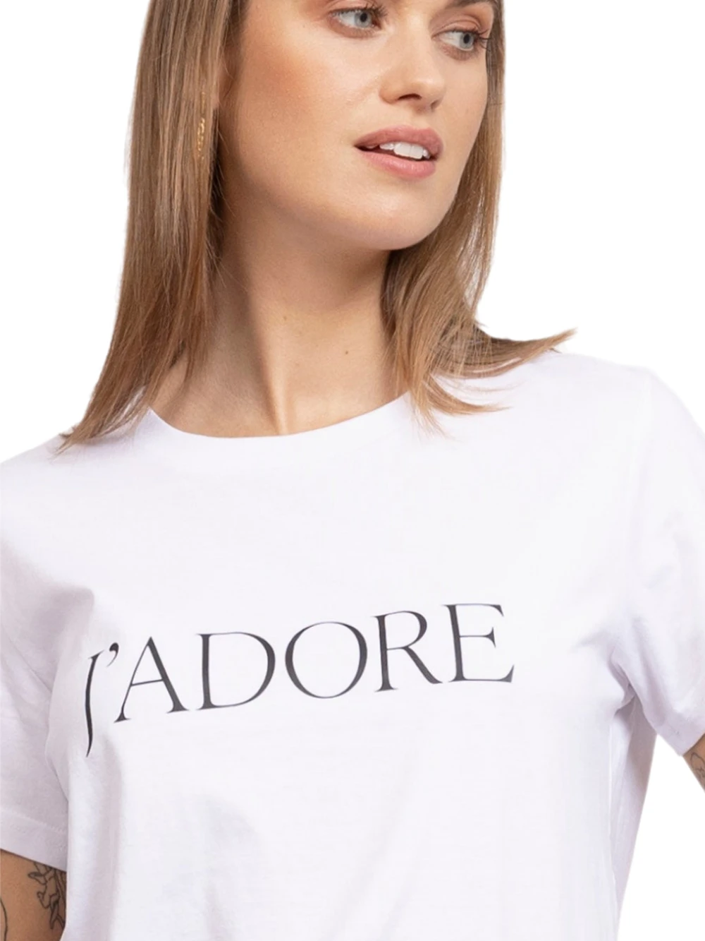 

J'adore Tee Gold Letter Print Women's Summer T-Shirt New Cotton Cute Valentine Tee Oversize Casual O-Neck Drop Sleeve Shirt