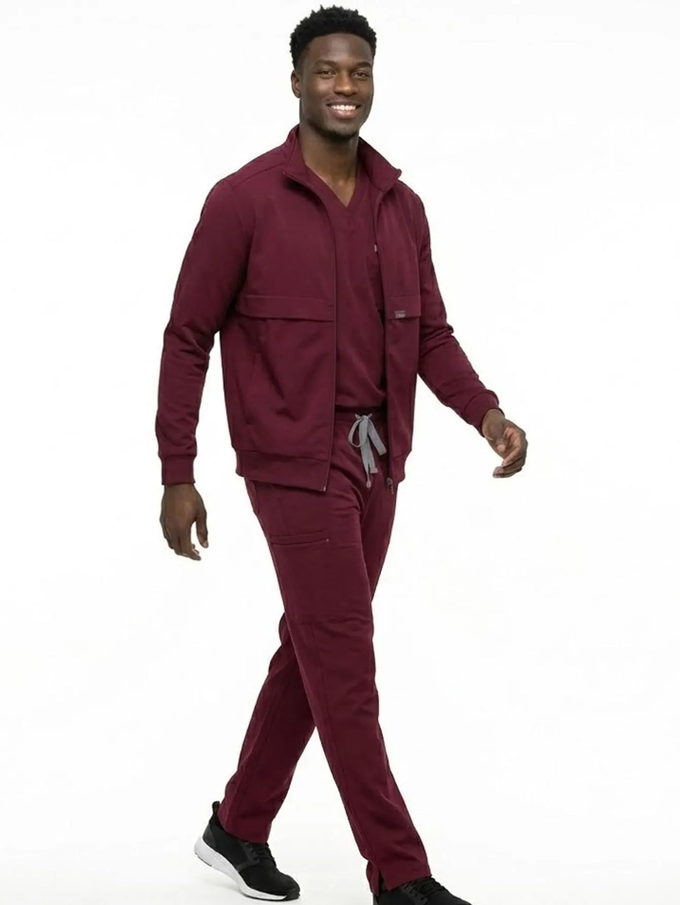 3-in-1 Uniform Bundle Warm Stretch Scrubs Set (Top/Joggers) + Long Lab Coat | Fluid-Resistant Clinical Laboratory Workwear