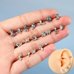 1Piece Zircon Ear Studs Ear Cartilage Helix Lobe Conch Piercing Earrings For Girl Women Jewelry 20G