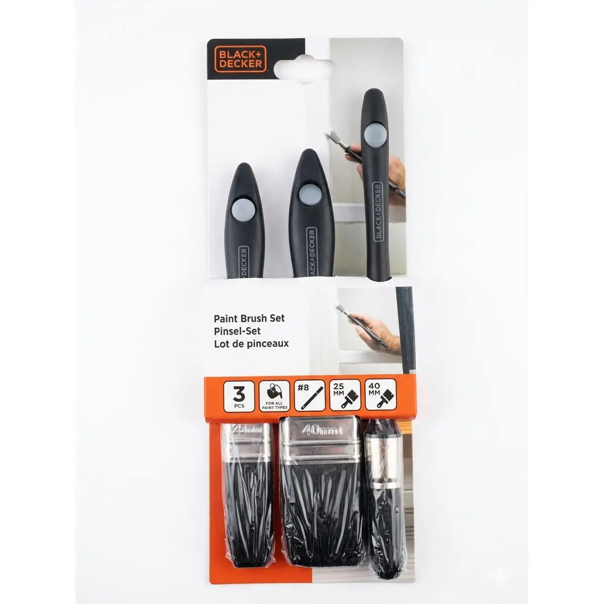 Juego de pinceles Black+Decker (3 piezas, negro)