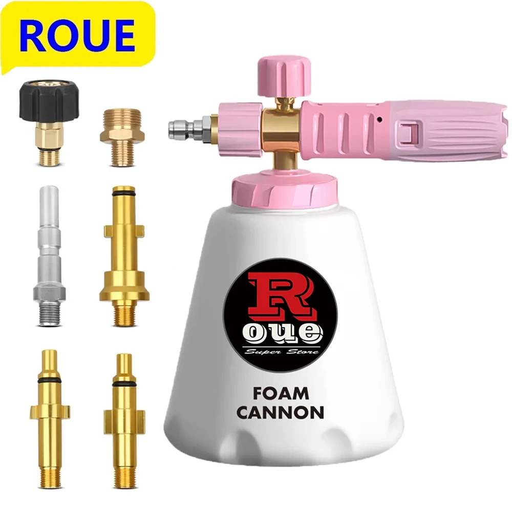 1L Snow Foam Gun Pressure Washer Brass Core Foam Gun Adjustable Nozzle 1/4 Inch Male Dispenser for Karcher Bosch Lavor