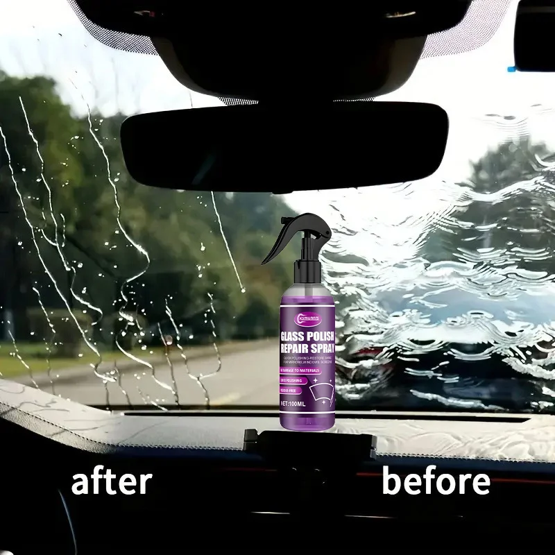 Car Glass Scratch Polishing Spray, Suitable for Windshields, Safety Helmets, Bathroom Mirrors, Etc. Effectively Handles Minor Sc