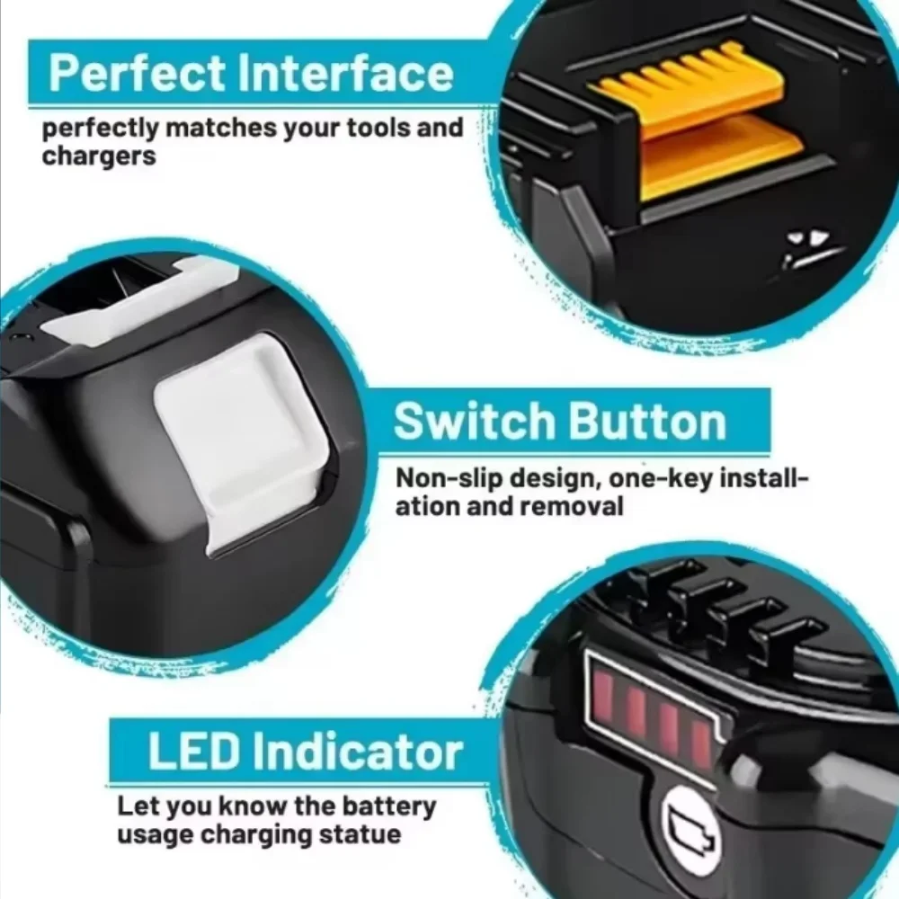 Premium Makita 18V 6.0Ah Heavy-Duty Professional Grade Battery High Performance Compatible with LXT BL1830 BL1840 BL1850 BL1860