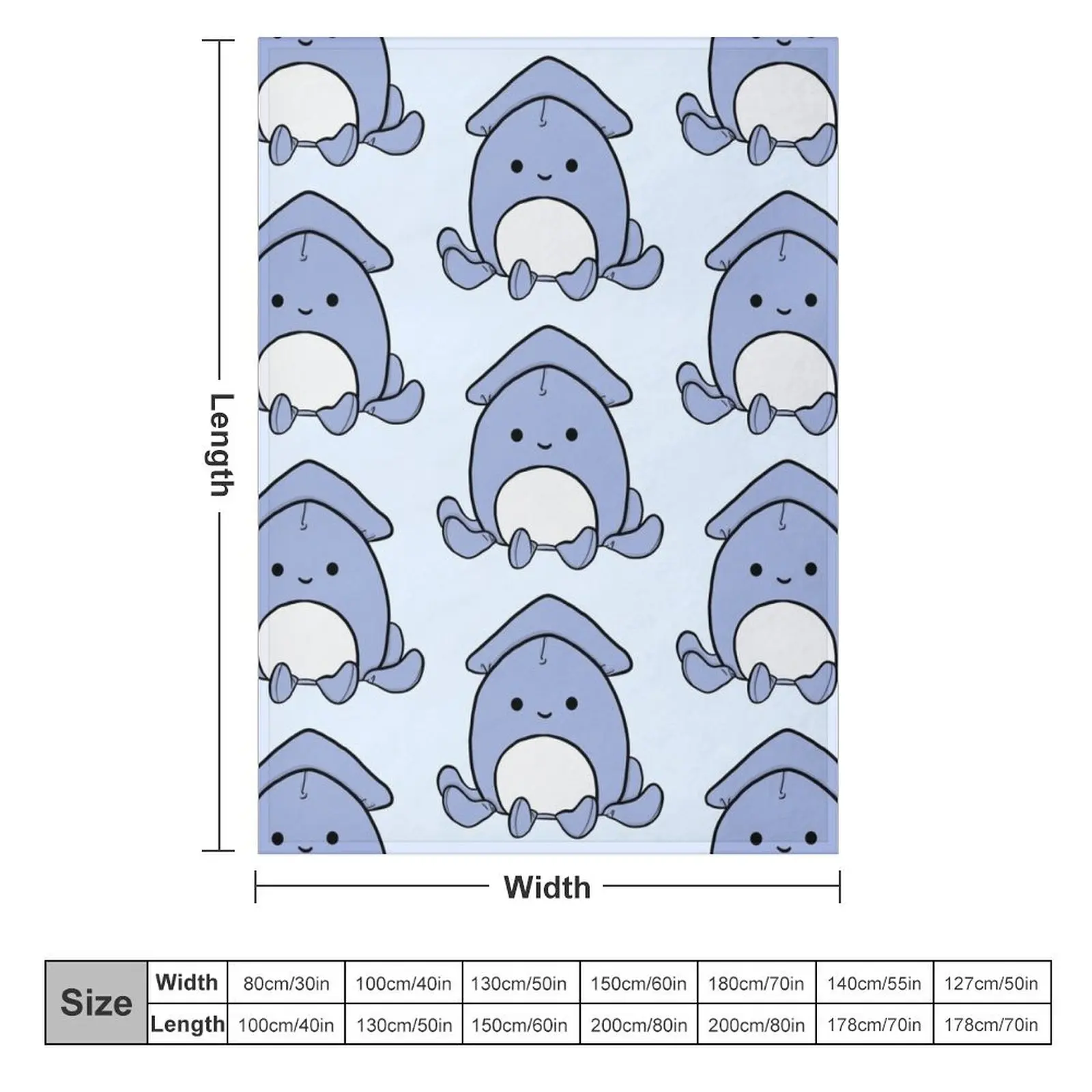 Squish Squid Throw Blanket Multi-Purpose Picnic Soft Big Blankets