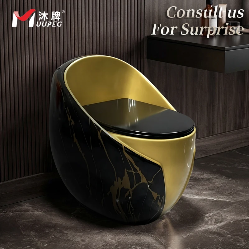 New Design Modern Light Luxury Integrated Ceramic Egg Shape Toilet Siphonic Rimless Flushing Chinese For Bathroom Hotel