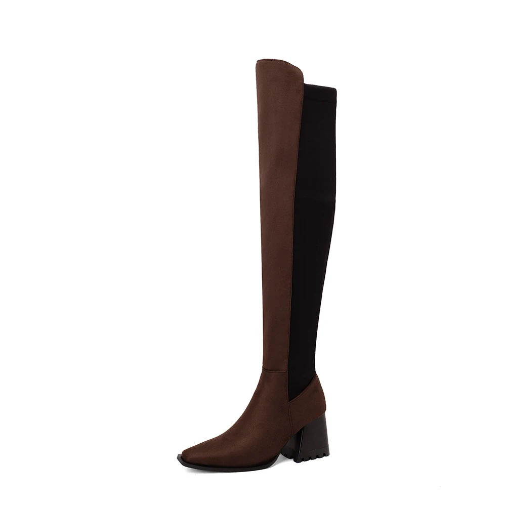 New Winter Sexy Gray Brown Women Over the Knee High Boots Hot High Heel Lady Casual Shoes Plus Big Size 12 43 46 48