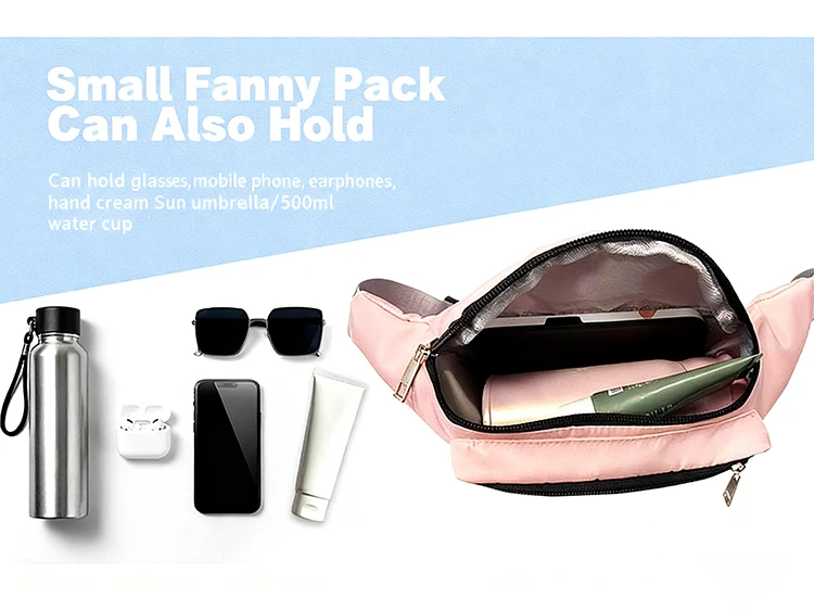 Women's Lightweight Slim Thin Running Outdoor Sports Waist Bag Waterproof Phone Pouch Small Gym Backpack Chest Bag