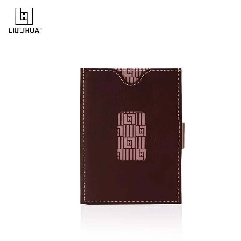 LIULIHUA Leather Multifunctional Wallet Mini Card Holder Men Unique Fashion  Wallet with Stainless Steel LockTrihold same wal
