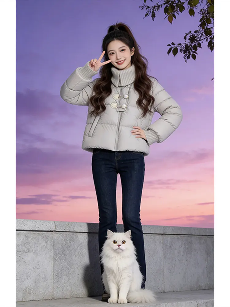 

Зимняя утепленная хлопковая куртка-пуховик женская свободного кроя, в корейском стиле, модная, для повседневной носки, на молнии
