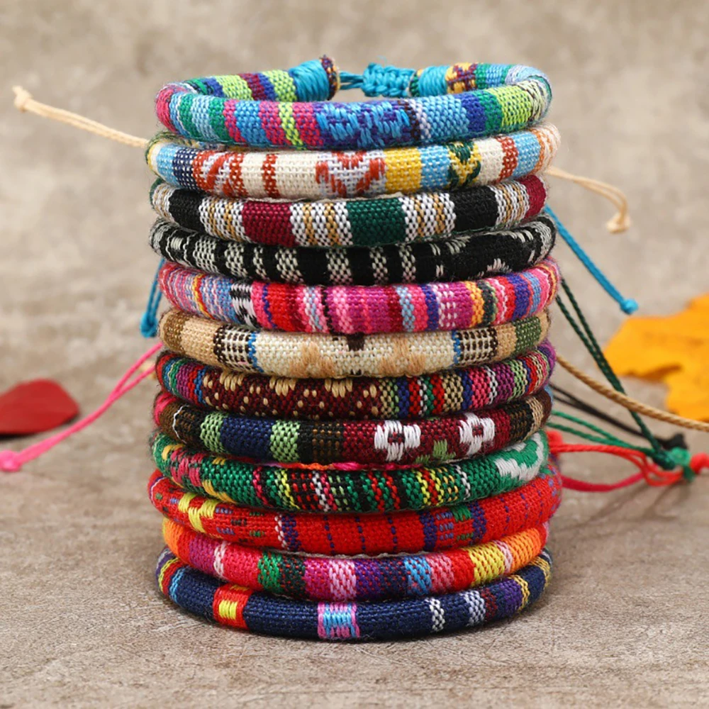 12Pcs Bohemian Surfer Beach Bracelet Set Men & Women Braided Boho Summer Bracelets Handmade Festival Jewelry Accessories