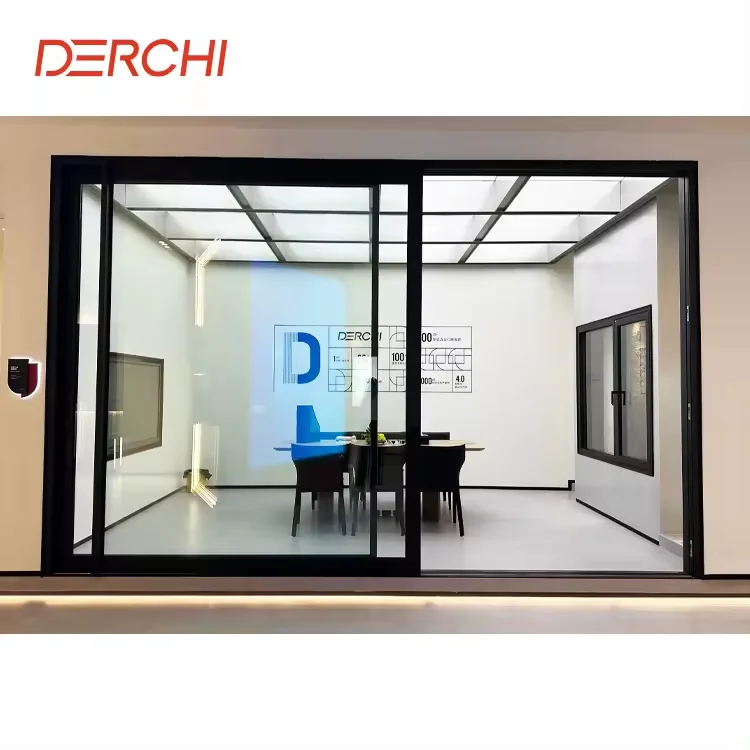 Aluminum Alloy Soundproof Glass Sliding Door Heat Insulation Energy Saving Villa Heavy Sliding Glass Door