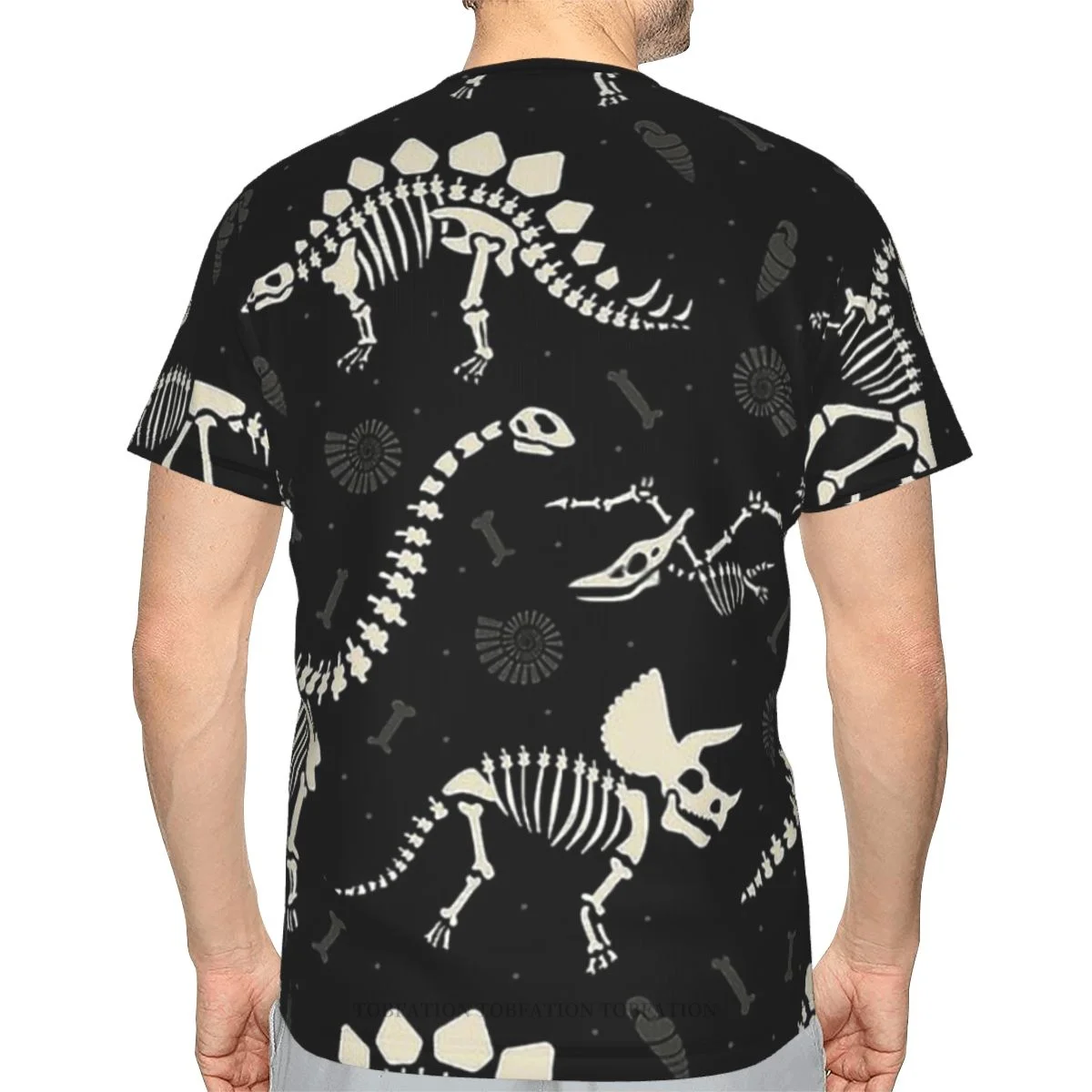 Dinosaur Fossils Polyester 3D Print Skeleton Skull Bone Men's T Shirt Outdoor Sports Quick-drying Clothes T-Shirt Street Tees