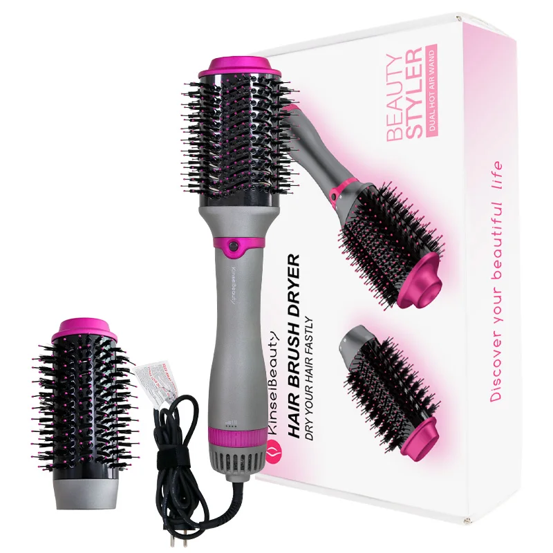 Hot Air Brush With Double Head 1000W Hair Straightener Styler and Volumizer Curler Comb Roller Electric Ion Blow Dryer Brush