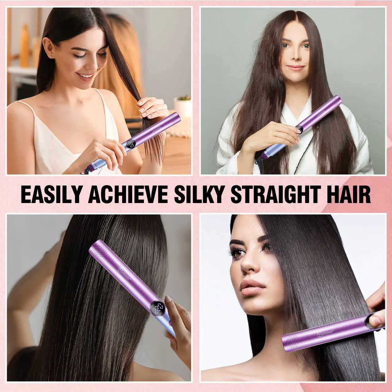 Professional Flat Iron Fast Heating Hair Straightener Brush Mini Styling Machine with LED Display view 6