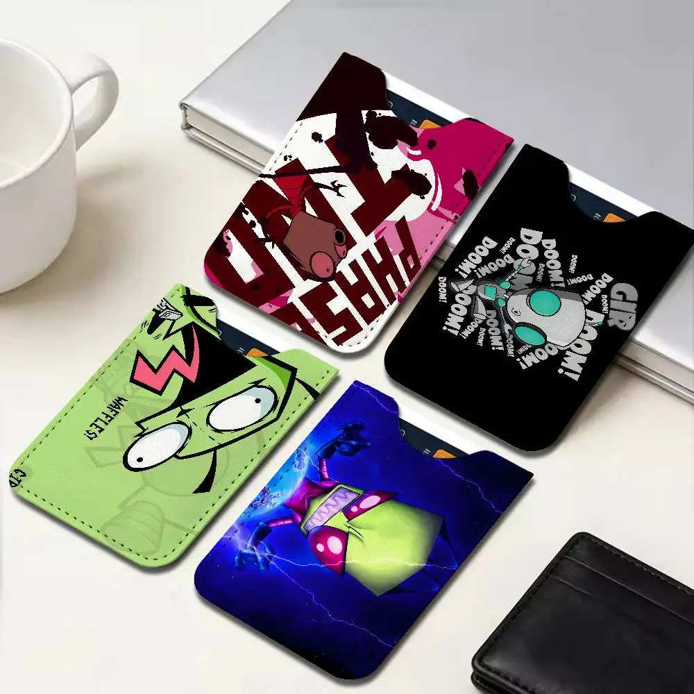 I-Invader Z-Zim Cartoon Light and thin mini bag small and portable bus card protective leather case for men and women