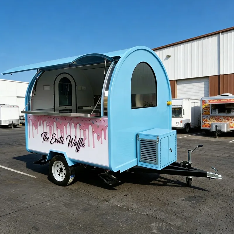 Custom Food Truck Trailer for Sale  Fully Equipped for Bar Counter Work Surface Sink for Selling Ice Cream, Coffee, Beer, Sweet