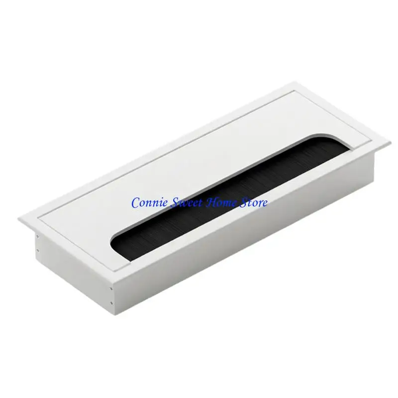 LXAF Conference Table Cable Box with Brush Opening Aluminum Table Cable Grommet Box