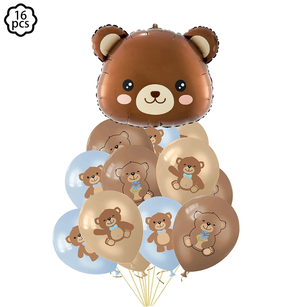 Brown Teddy Bear Balloon Bear Number Balloon set kids boy Bear Birthday Party Decoration wedding Baby Shower party decor balloon