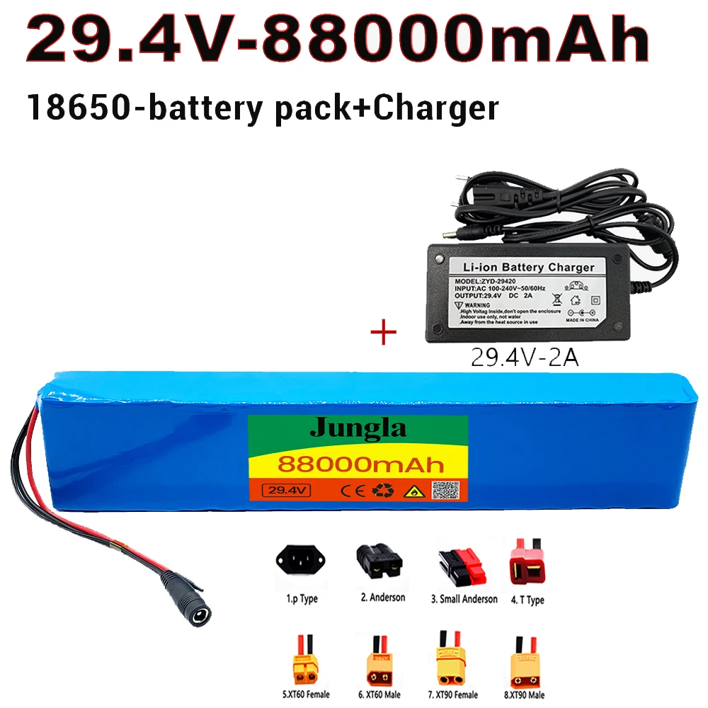 Original 7S4P 29.4V 88000mAh 18650 batterie lithium-ion  rechargeable, avec chargeur, pour vélo électrique eBike et scooter