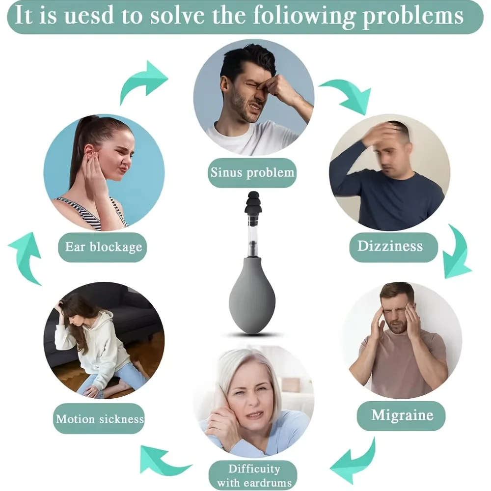 

Ear Pressure Relief Suction Tool, Comfortable Silicone Ear Device for Headache & Migraine Relief with Storage Bag