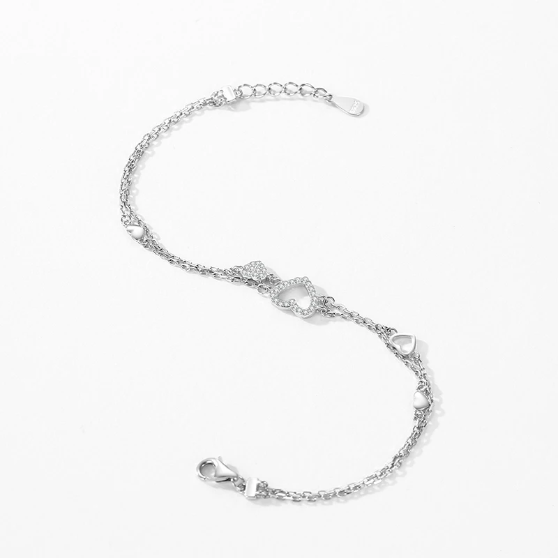 925 sterling zilveren romantische hartarmband origineel ontwerp oogverblindende heldere CZ-armband voor dames zilveren fijne sieraden