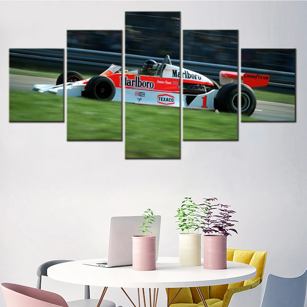 

5 Pieces Wall Art Canvas Poster Formula 1 Racing Car Wallpaper Painting Living Room Picture Print Bedroom Mural Interior Decor