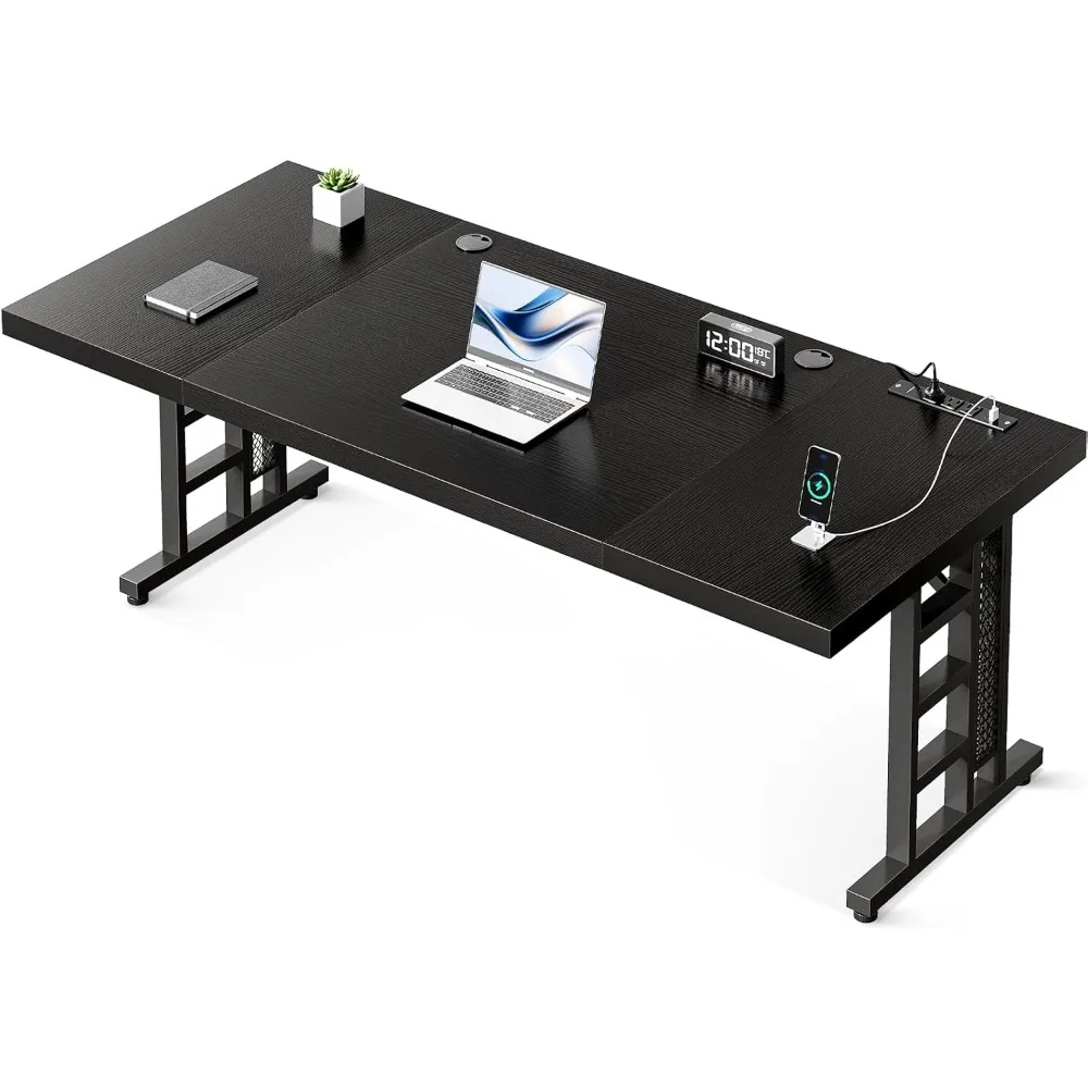 

78 Inch Executive Desk with USB Ports, Large Computer Desk with Extra Thick, Long Mordern Office Desk, Workstation Business