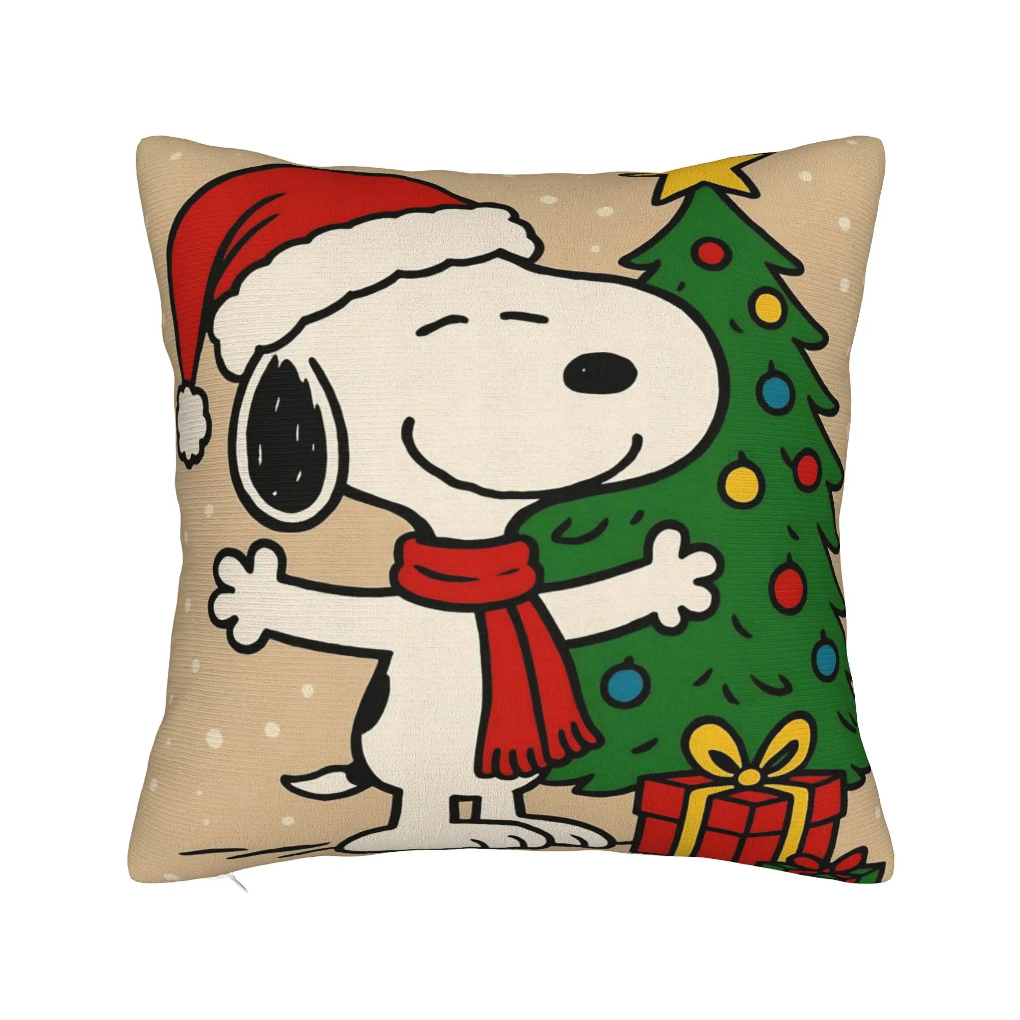 S-Snoopys Xmas Christmas Tree Square Pillowcases Polyester Room  Cushion Cover Creative Decorative Pillowcase 45*45